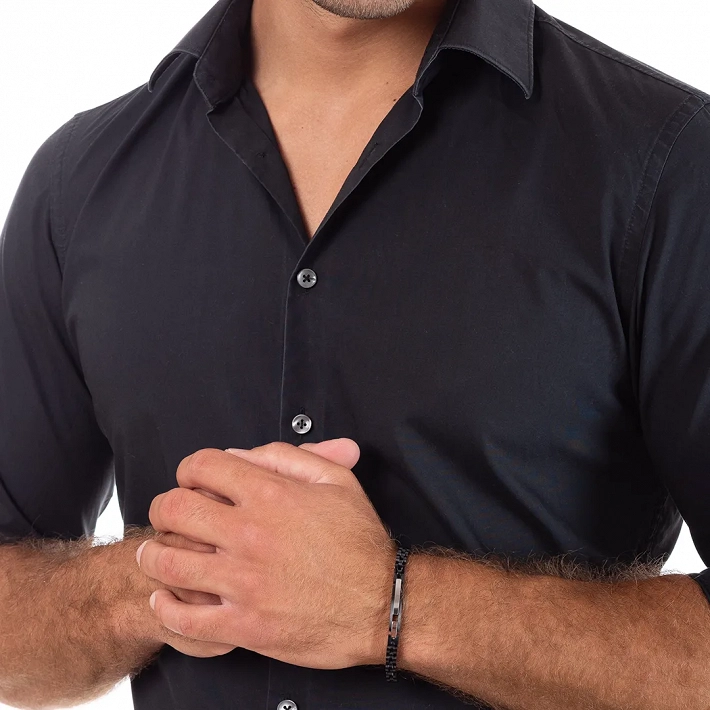 Oxzen ανδρικό βραχιόλι ατσάλινο, ταυτότητα λεπτή ματ και γυαλιστερό