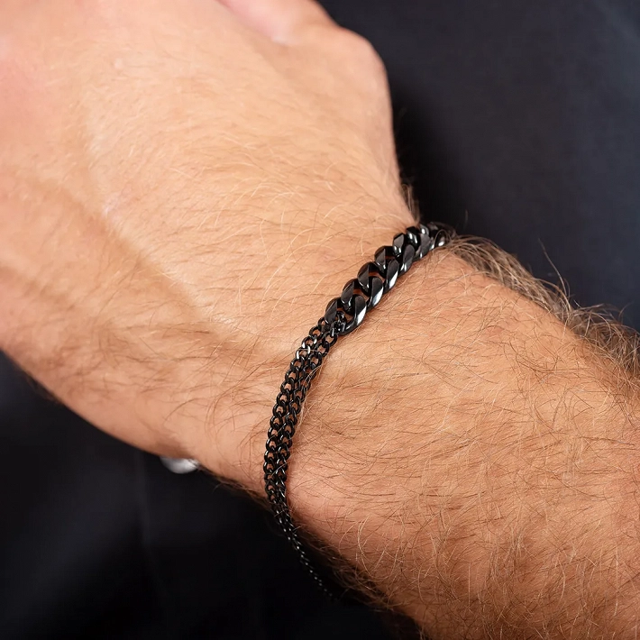 Oxzen ανδρικό βραχιόλι από ανοξείδωτο ατσάλι με διαφορετικές αλυσίδες
