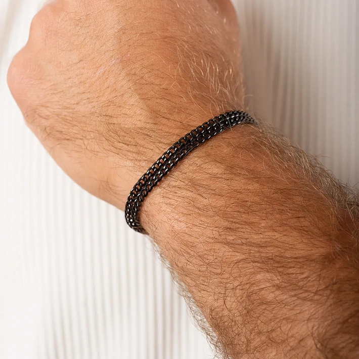 Oxzen ανδρικό βραχιόλι από ανοξείδωτο ατσάλι με διπλή αλυσίδα