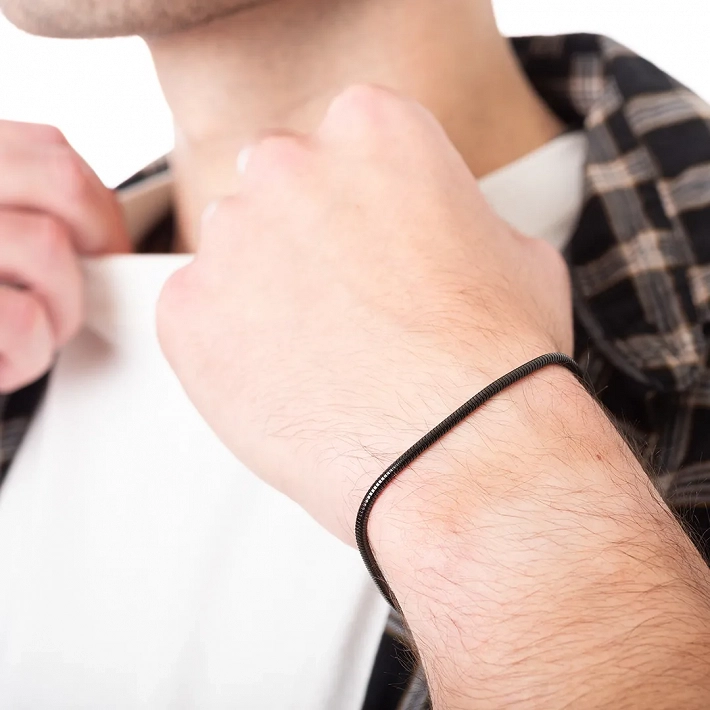 Oxzen ανδρικό βραχιόλι ατσάλινο minimal Round chain 2.5mm