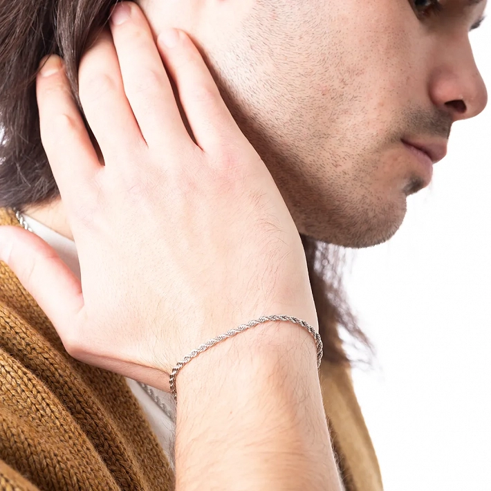 Oxzen ανδρικό βραχιόλι ατσάλινο minimal Twisty chain 3 mm