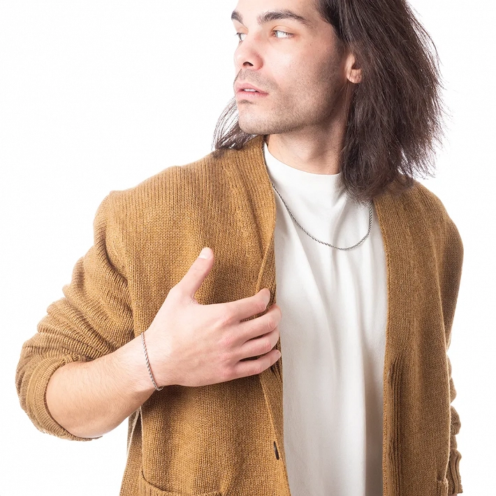 Oxzen ανδρικό βραχιόλι ατσάλινο minimal Twisty chain 3 mm