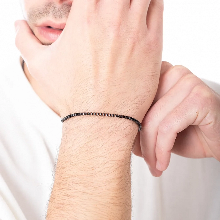 Oxzen ανδρικό βραχιόλι ατσάλινο minimal Box chain 2.5 mm