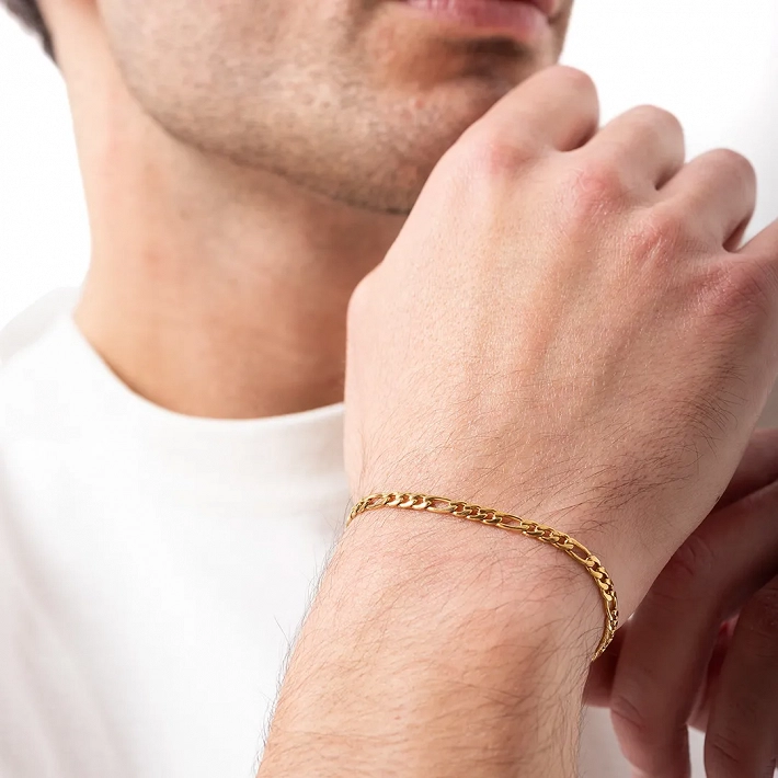 Oxzen ανδρικό βραχιόλι ατσάλινο Figaro chain 4 mm