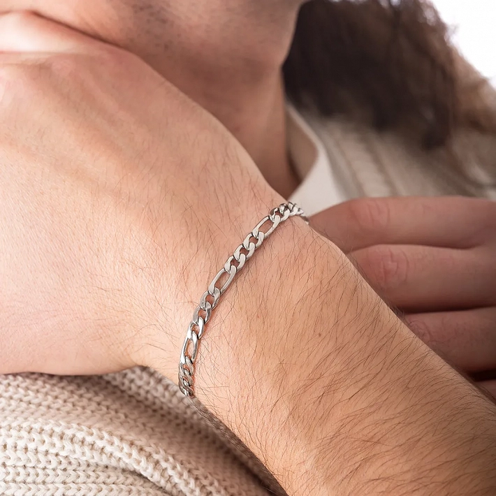 Oxzen ανδρικό βραχιόλι ατσάλινο Figaro chain 5.5 mm