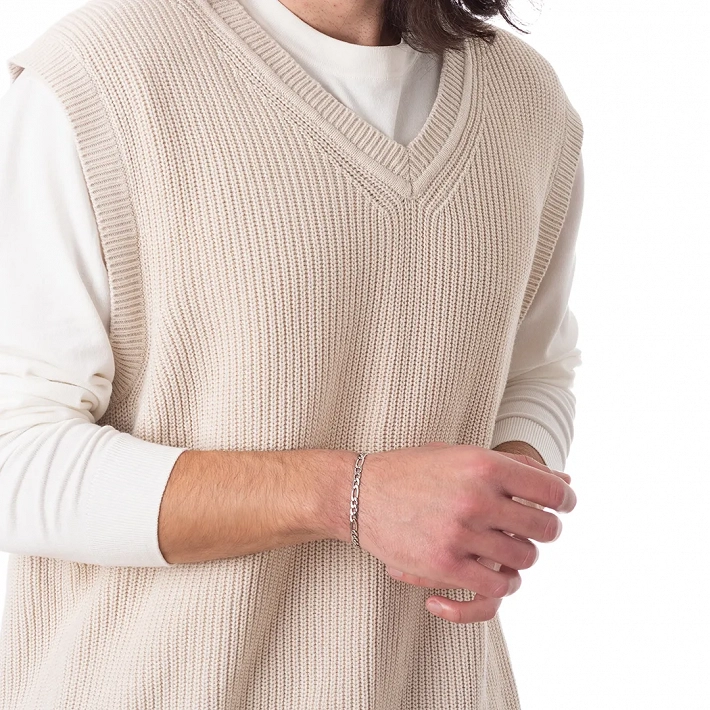 Oxzen ανδρικό βραχιόλι ατσάλινο Figaro chain 5.5 mm