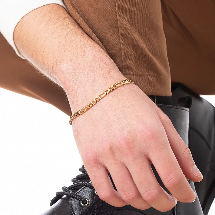 Oxzen ανδρικό βραχιόλι ατσάλινο Figaro chain 5.5 mm