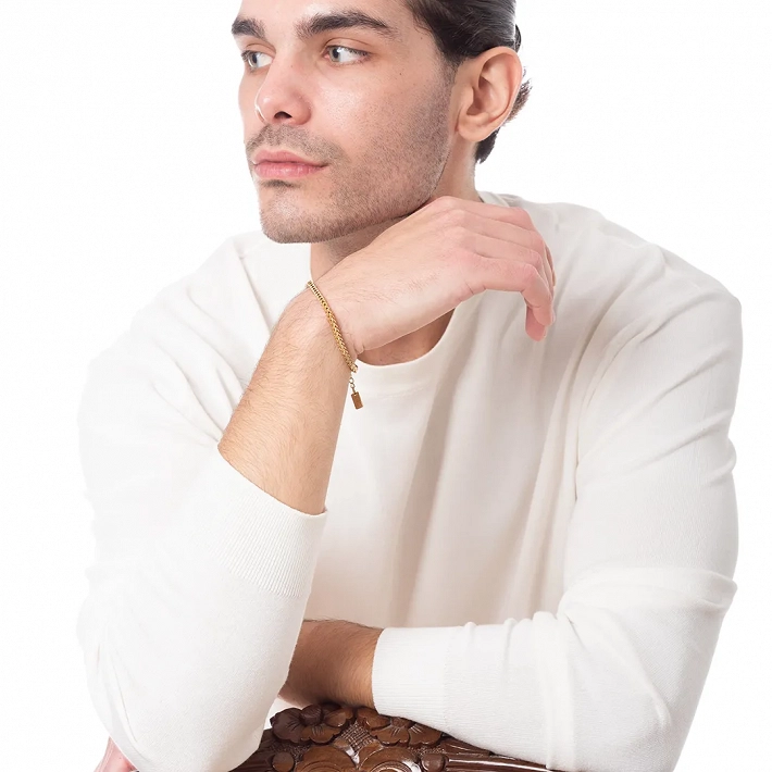 Oxzen ανδρικό βραχιόλι από ανοξείδωτο ατσάλι αλυσίδα 3 mm