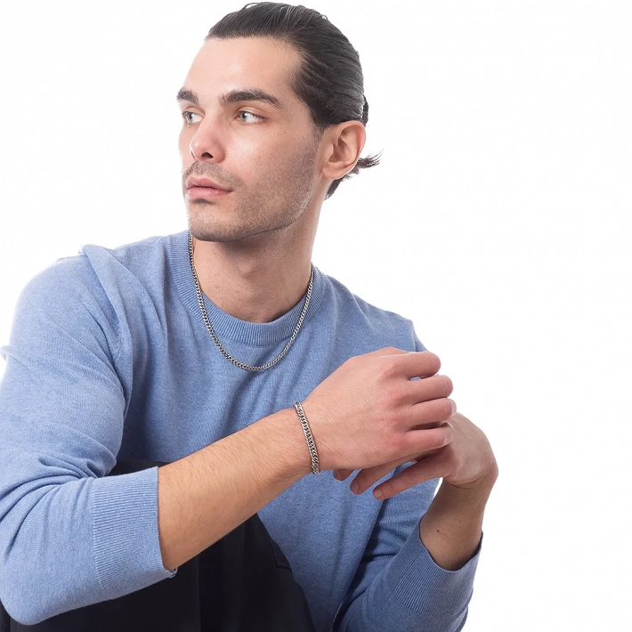 Oxzen ανδρικό βραχιόλι από ανοξείδωτο ατσάλι αλυσίδα Gourmet 6 mm