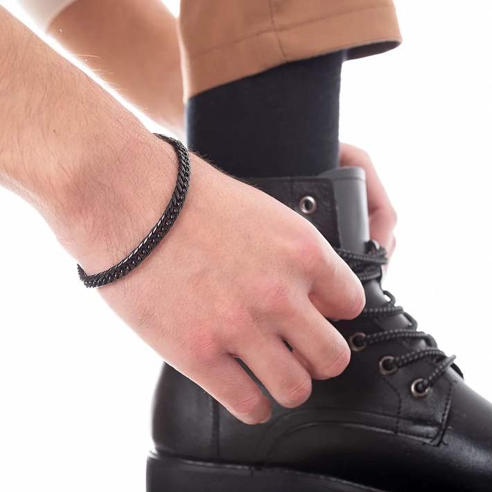 Oxzen ανδρικό βραχιόλι από ανοξείδωτο ατσάλι αλυσίδα Gourmet 6 mm