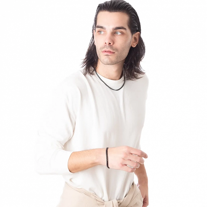 Oxzen ανδρικό βραχιόλι από ανοξείδωτο ατσάλι αλυσίδα Gourmet 6 mm