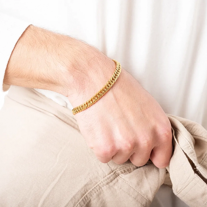 Oxzen ανδρικό βραχιόλι από ανοξείδωτο ατσάλι αλυσίδα Gourmet 6 mm