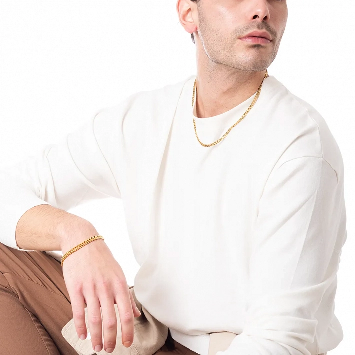 Oxzen ανδρικό βραχιόλι από ανοξείδωτο ατσάλι αλυσίδα Gourmet 6 mm