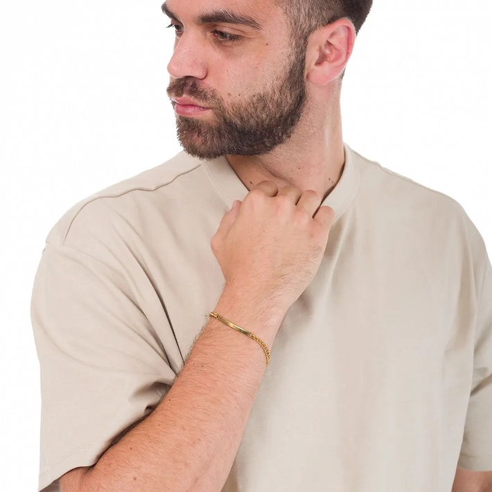 Oxzen ανδρικό βραχιόλι από ανοξείδωτο ατσάλι ταυτότητα Unisex 4 mm