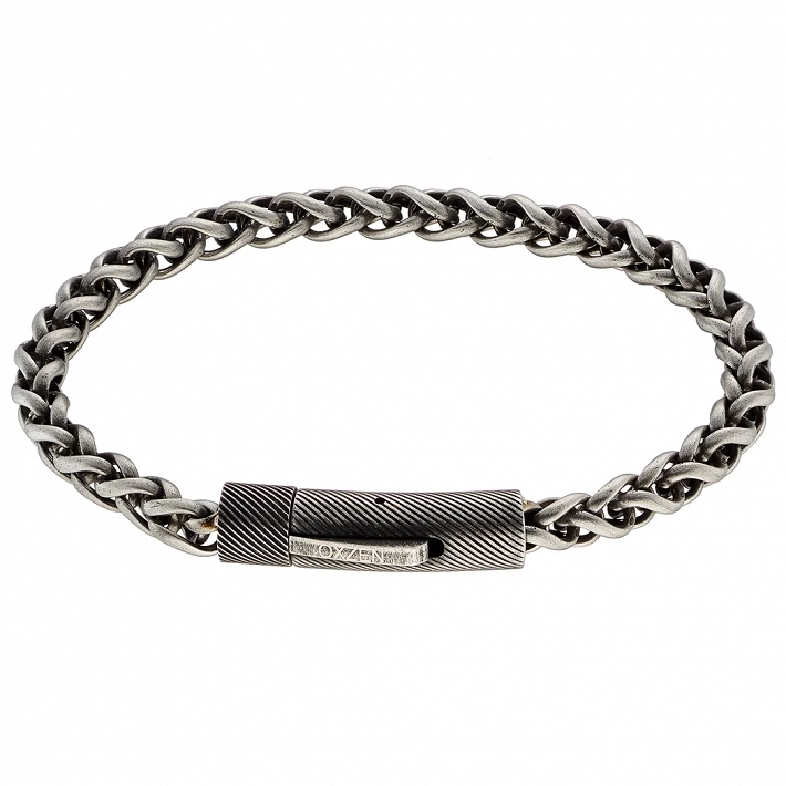 Oxzen ανδρικό βραχιόλι ατσάλινο αλυσίδα στρογγυλή 6 mm γκρι αντικέ