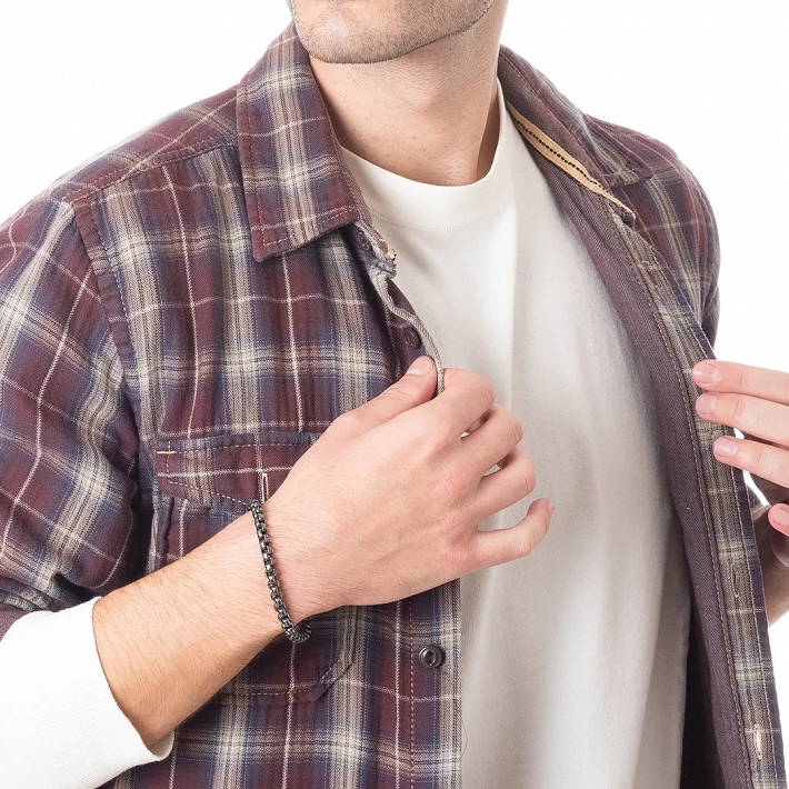 Oxzen ανδρικό βραχιόλι ατσάλινο αλυσίδα στρογγυλή 6 mm γκρι αντικέ