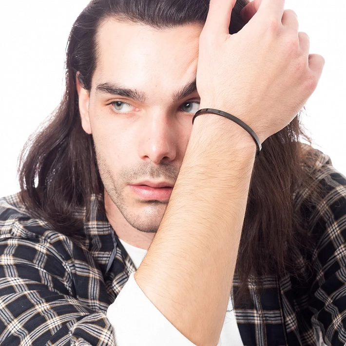 Oxzen λεπτό ανδρικό βραχιόλι 4mm χειροπέδα