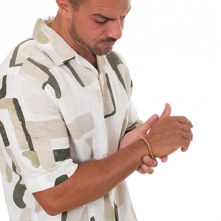 Oxzen ανδρικό βραχιόλι ατσάλινο επιχρυσωμένο