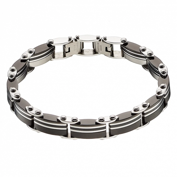 Oxzen ανδρικό βραχιόλι ατσάλινο, διπλής όψης