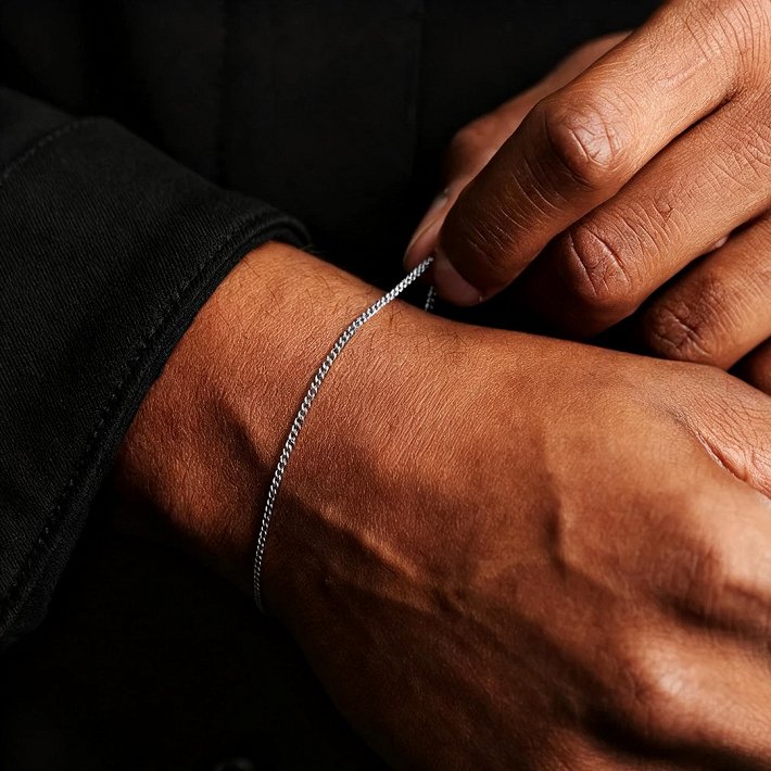 Oxzen αλυσίδα χεριού λεπτή Cuban Link