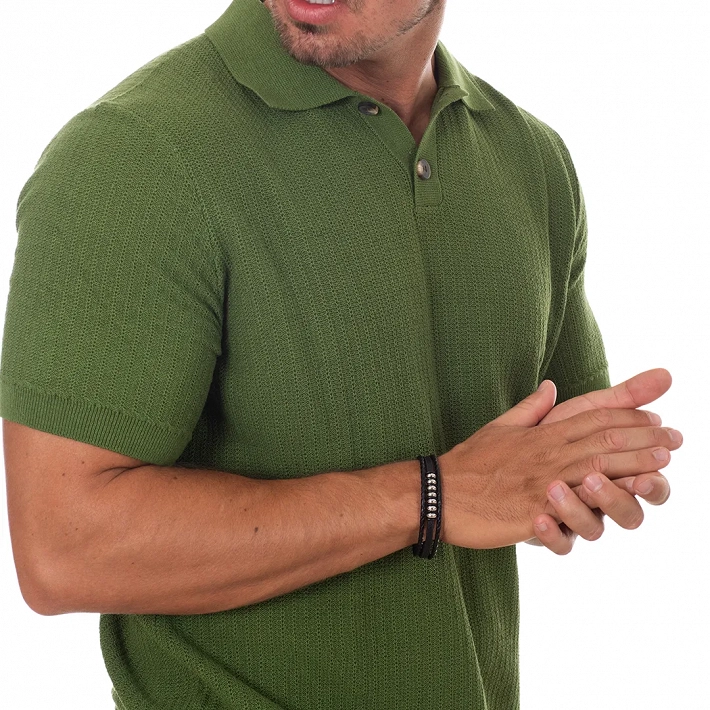 Oxzen ανδρικό βραχιόλι ατσάλινο με δέρμα, τρεις σειρές