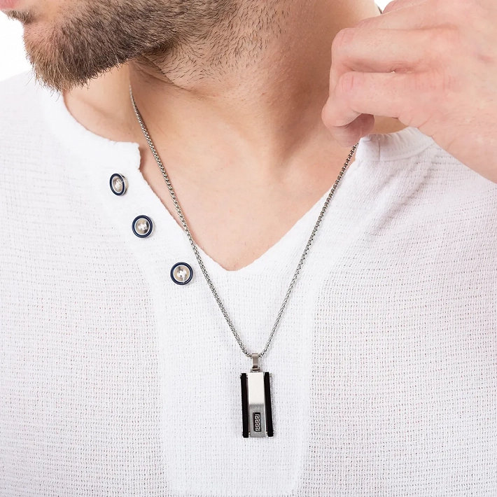 Oxzen ανδρικό κολιέ από ανοξείδωτο ατσάλι πλακέτα με μαίανδρο