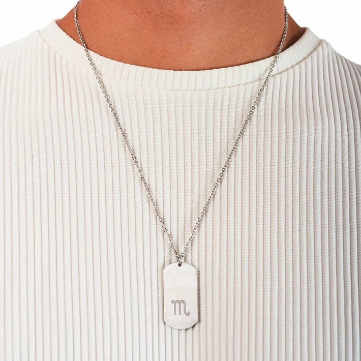 Oxzen κολιέ Unisex Zodiac ατσάλινο ματ ζώδιο Σκορπιός (Scorpio)