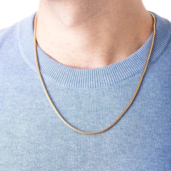 Oxzen ανδρική αλυσίδα λαιμού από ανοξείδωτο ατσάλι Round chain 2.5mm