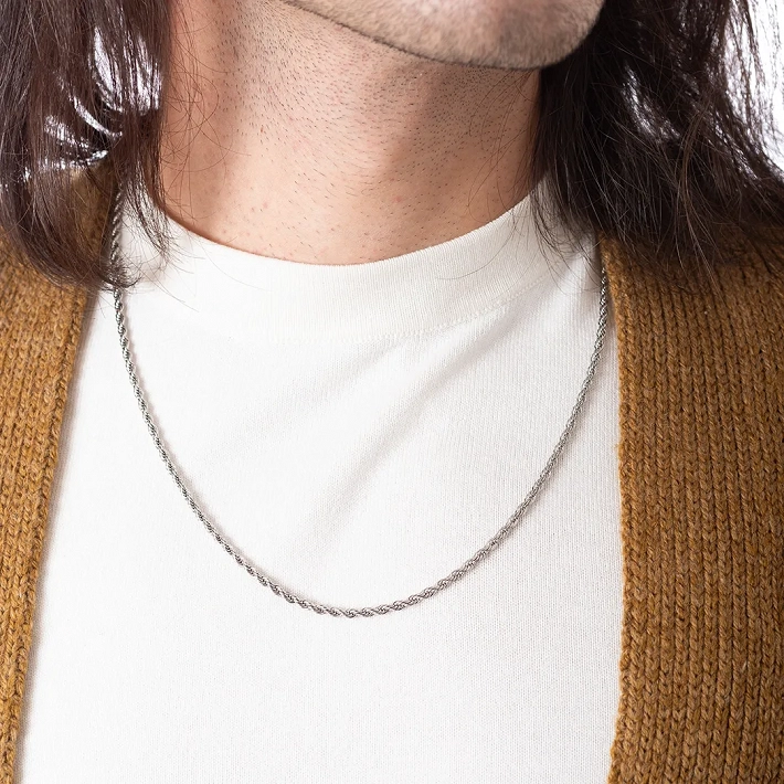 Oxzen ανδρική αλυσίδα λαιμού από ανοξείδωτο ατσάλι Twisty chain 3 mm