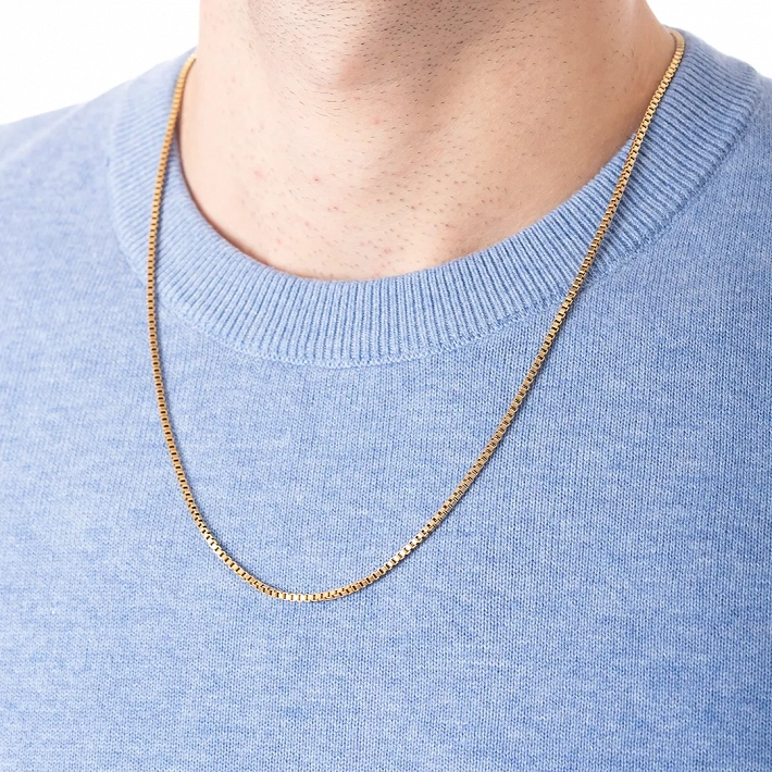 Oxzen ανδρική αλυσίδα λαιμού από ανοξείδωτο ατσάλι Box chain 2 mm