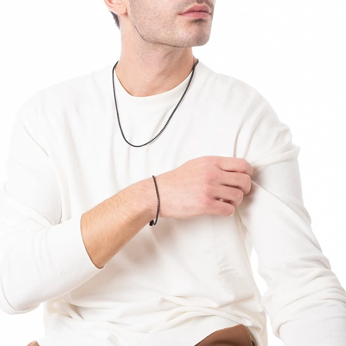 Oxzen ανδρική αλυσίδα λαιμού από ανοξείδωτο ατσάλι Box chain 2.5 mm