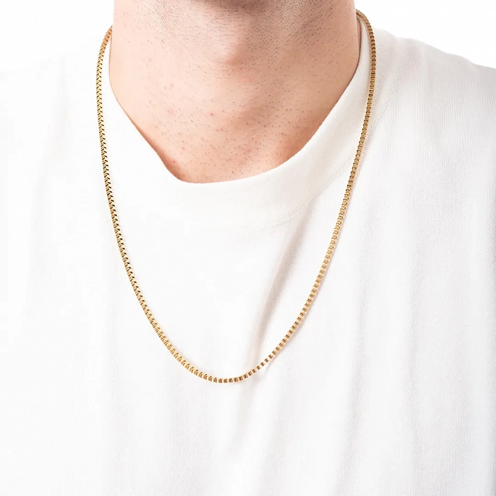 Oxzen ανδρική αλυσίδα λαιμού από ανοξείδωτο ατσάλι Box chain 2.5 mm