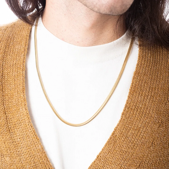 Oxzen ανδρική αλυσίδα λαιμού από ανοξείδωτο ατσάλι Snake chain 4 mm