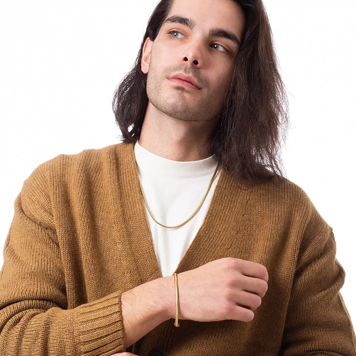 Oxzen ανδρική αλυσίδα λαιμού από ανοξείδωτο ατσάλι Snake chain 4 mm