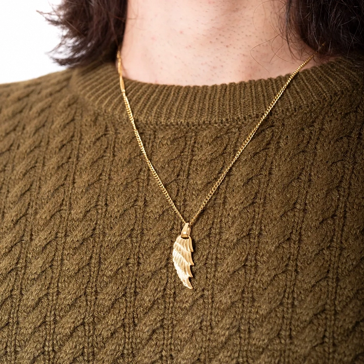 Oxzen ανδρικό κολιέ από ανοξείδωτο ατσάλι φτερό