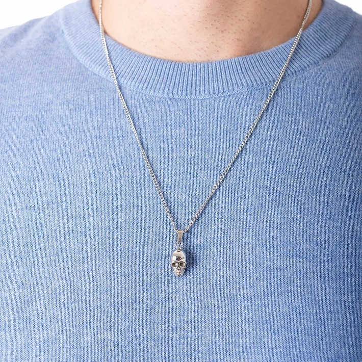 Oxzen ανδρικό κολιέ από ανοξείδωτο ατσάλι νεκροκεφαλή