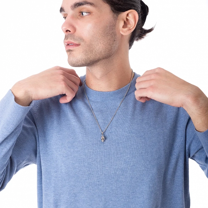 Oxzen ανδρικό κολιέ από ανοξείδωτο ατσάλι νεκροκεφαλή