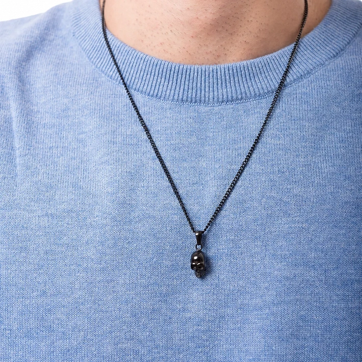 Oxzen ανδρικό κολιέ από ανοξείδωτο ατσάλι νεκροκεφαλή