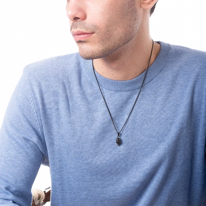 Oxzen ανδρικό κολιέ από ανοξείδωτο ατσάλι νεκροκεφαλή