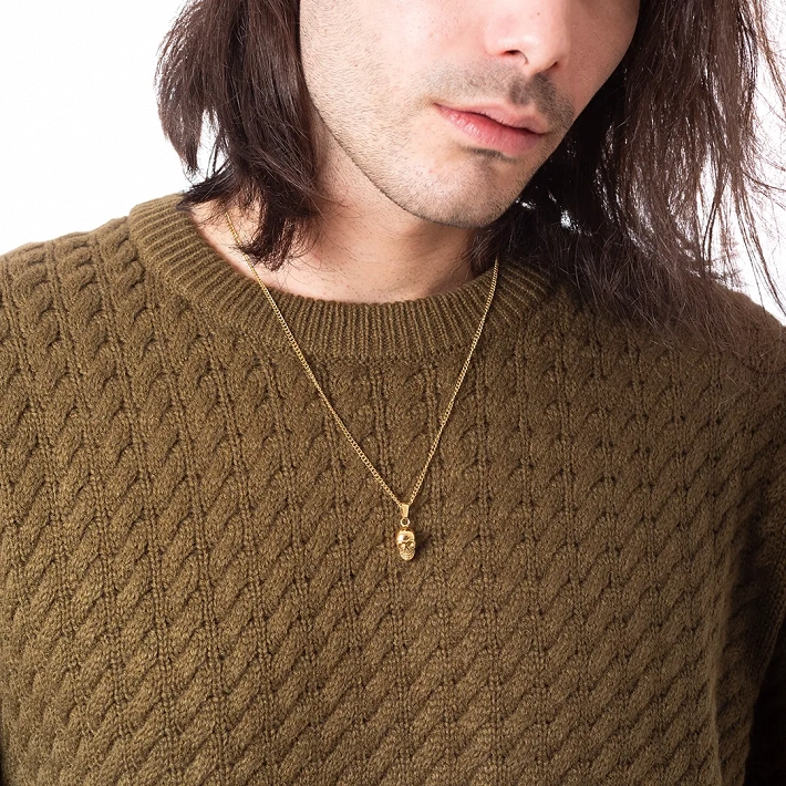 Oxzen ανδρικό κολιέ από ανοξείδωτο ατσάλι νεκροκεφαλή