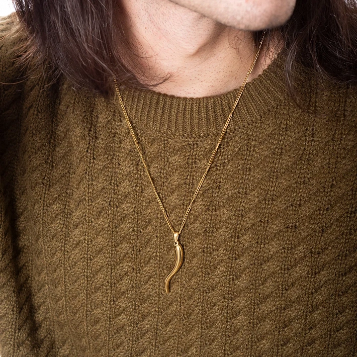 Oxzen ανδρικό κολιέ από ανοξείδωτο ατσάλι κέρατο