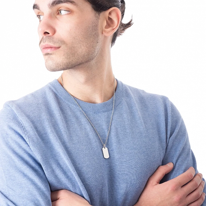 Oxzen ανδρικό κολιέ από ανοξείδωτο ατσάλι ταυτότητα