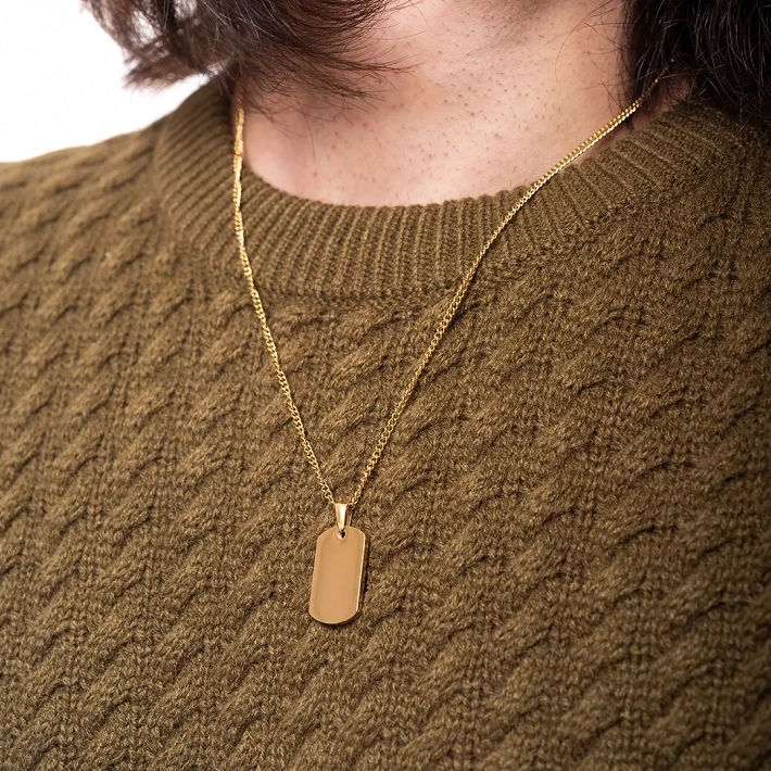 Oxzen ανδρικό κολιέ από ανοξείδωτο ατσάλι ταυτότητα