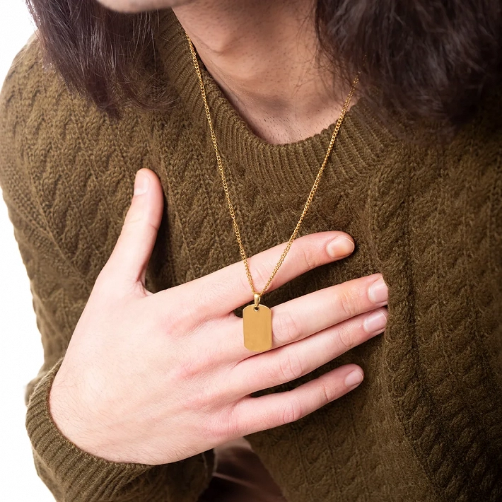 Oxzen ανδρικό κολιέ από ανοξείδωτο ατσάλι ταυτότητα