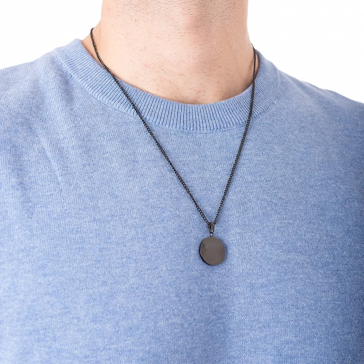 Oxzen ανδρικό κολιέ από ανοξείδωτο ατσάλι στρογγυλό