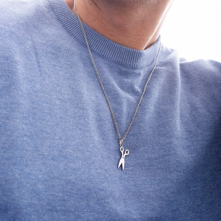 Oxzen ανδρικό κολιέ από ανοξείδωτο ατσάλι ψαλίδι