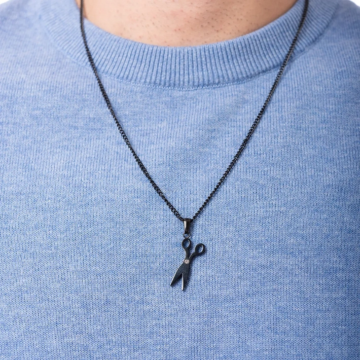 Oxzen ανδρικό κολιέ από ανοξείδωτο ατσάλι ψαλίδι