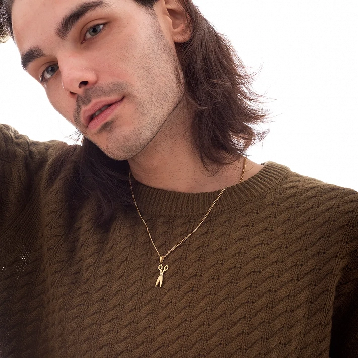 Oxzen ανδρικό κολιέ από ανοξείδωτο ατσάλι ψαλίδι