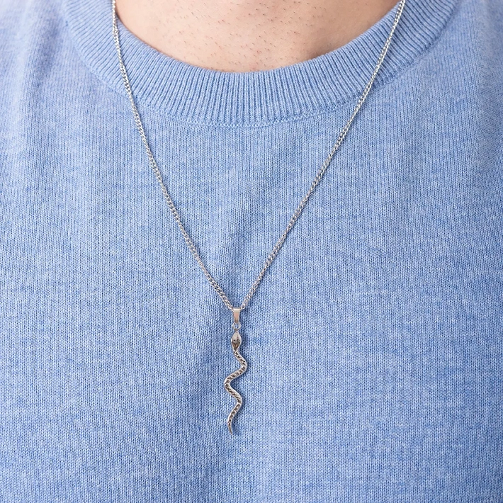 Oxzen ανδρικό κολιέ από ανοξείδωτο ατσάλι φίδι