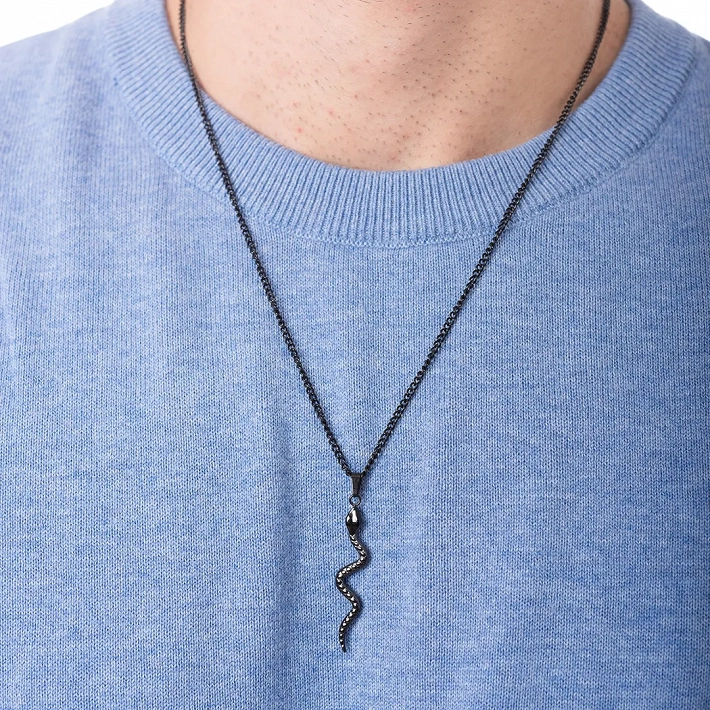 Oxzen ανδρικό κολιέ από ανοξείδωτο ατσάλι φίδι